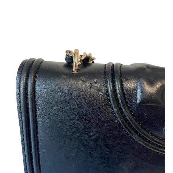 Tory Burch Fleming Leather Convertible Shoulder Bag Crossbody Black Chain Logo - Picture 13 of 14